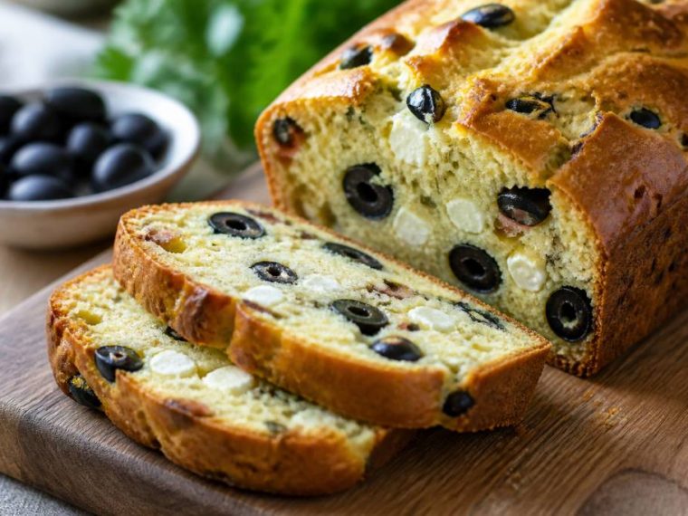 Cake feta olives noires : recette salée méditerranéenne et facile